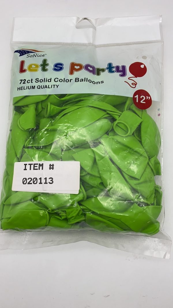 12″ Latex Balloons 72pcs, lime green