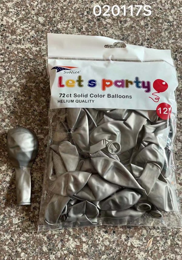 12″ Latex Balloons 72pcs, silver