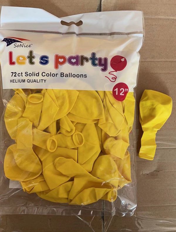 12″ Latex Balloons 72pcs, Yellow