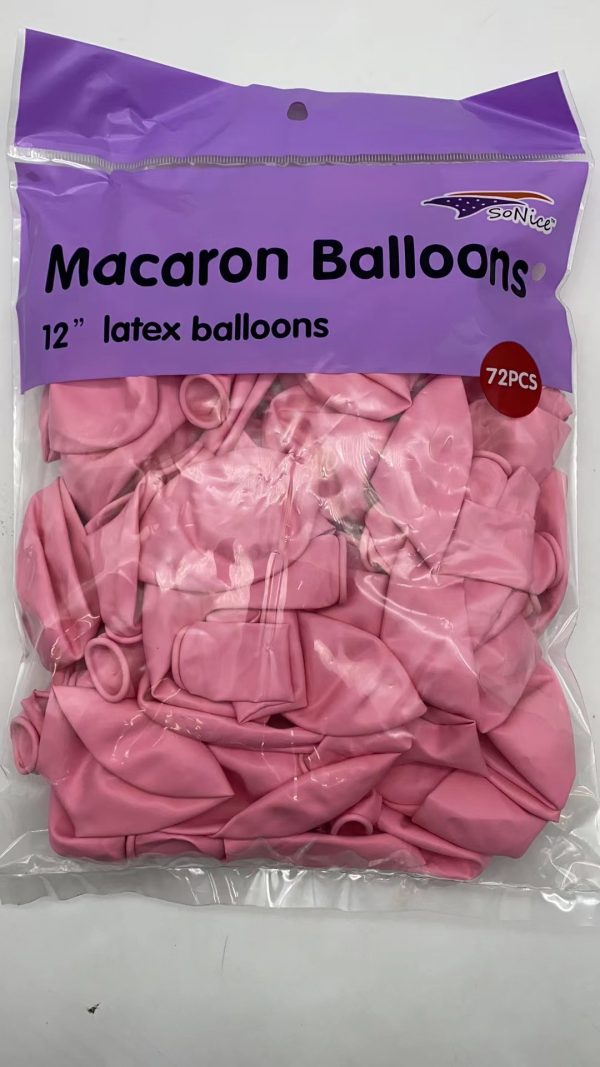 12" Latex Balloons 72 pcs, Macaron Pink