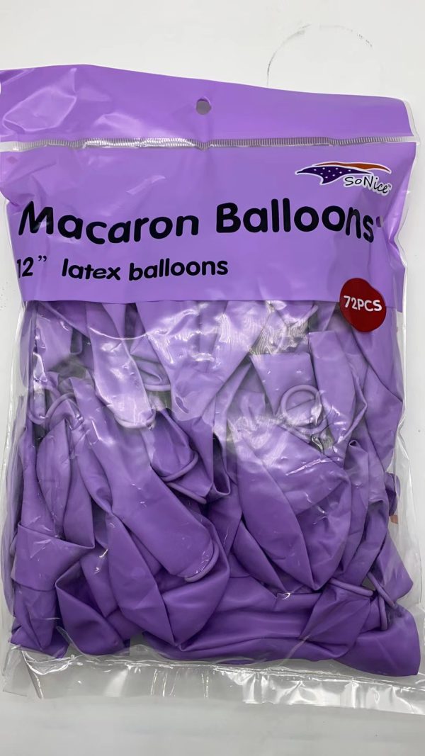 12" Latex Balloons 72 pcs, Macaron lavender