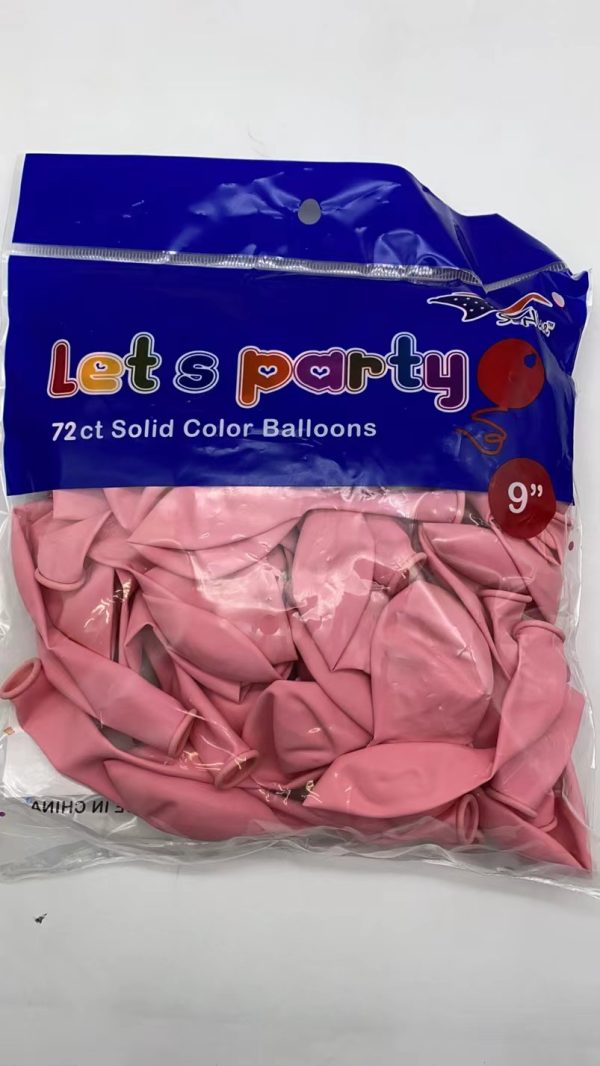 9" Latex Balloons 72 pcs, light pink