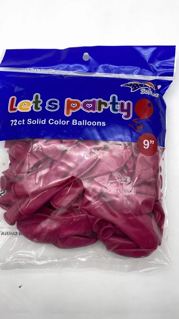 9" Latex Balloons 72 pcs, fuchsia