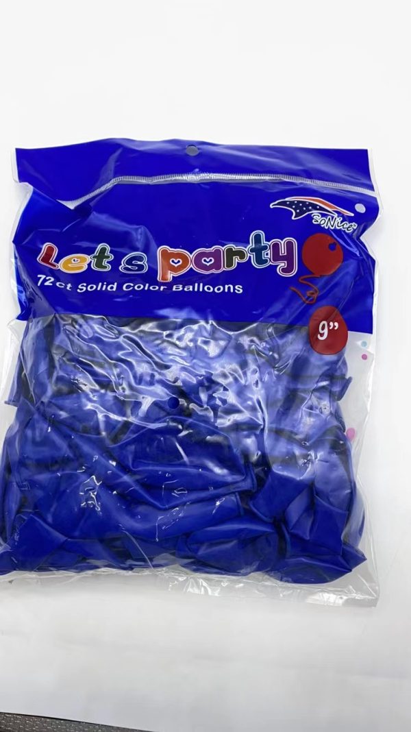 9" Latex Balloons 72 pcs, royal blue