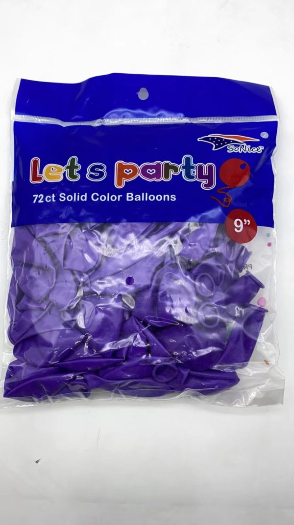 9" Latex Balloons 72 pcs, lavender