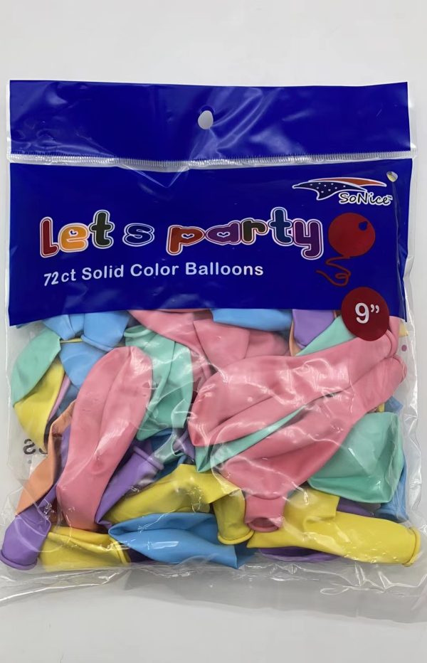 9" Latex Balloons 72 pcs, pastel mix