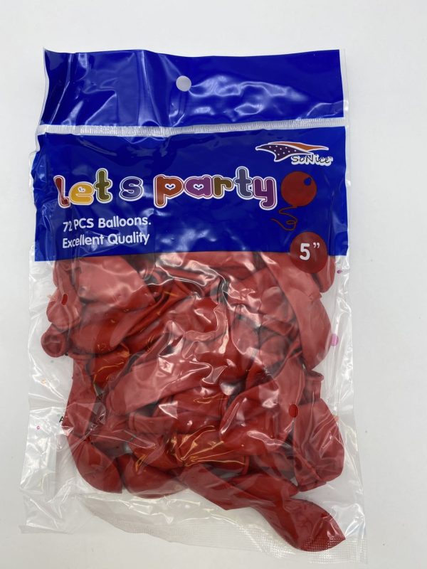 5″ Latex Balloons 72pcs, red