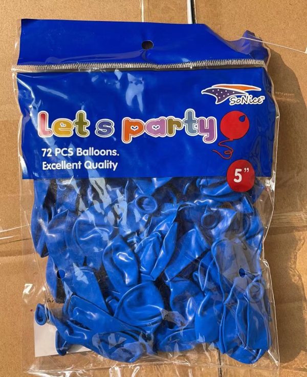 5″ Latex Balloons 72pcs, royal blue