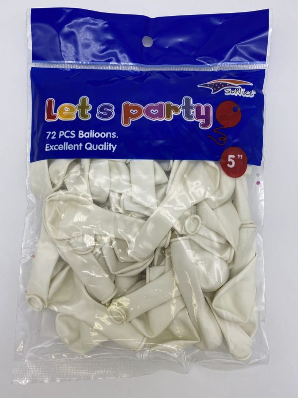 5″ Latex Balloons 72pcs, white