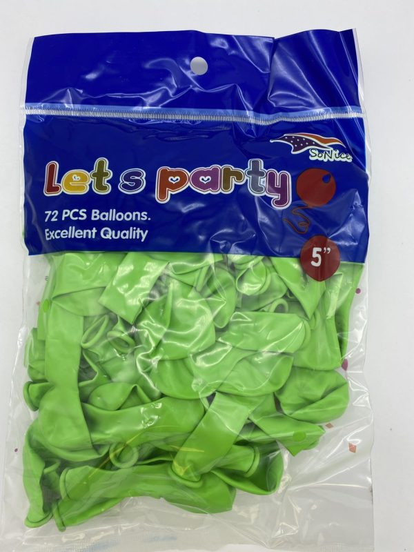 5″ Latex Balloons 72pcs, lime green