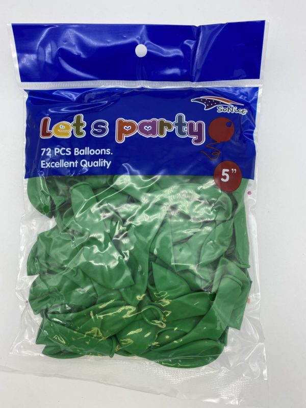 5″ Latex Balloons 72pcs, emerald