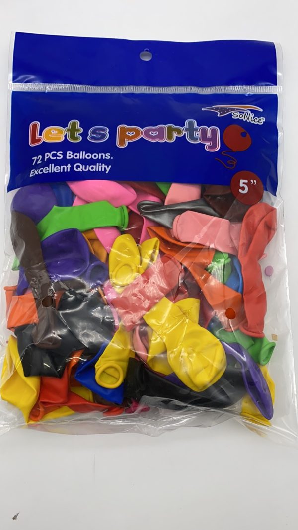 5″ Latex Balloons 72pcs, mix colors