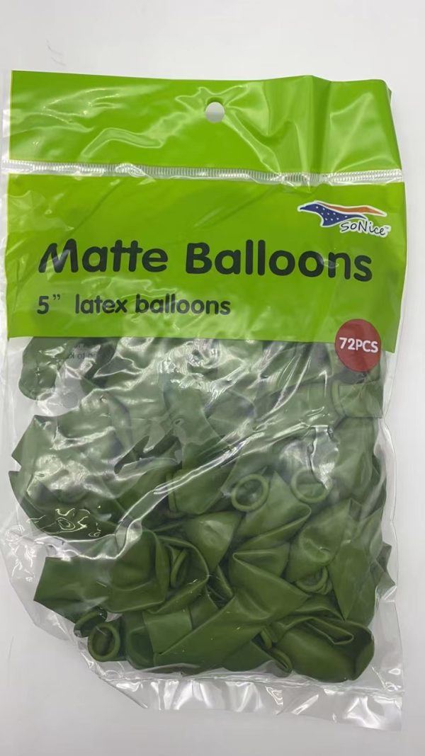 5″ Latex Balloons 72pcs, matte olive green