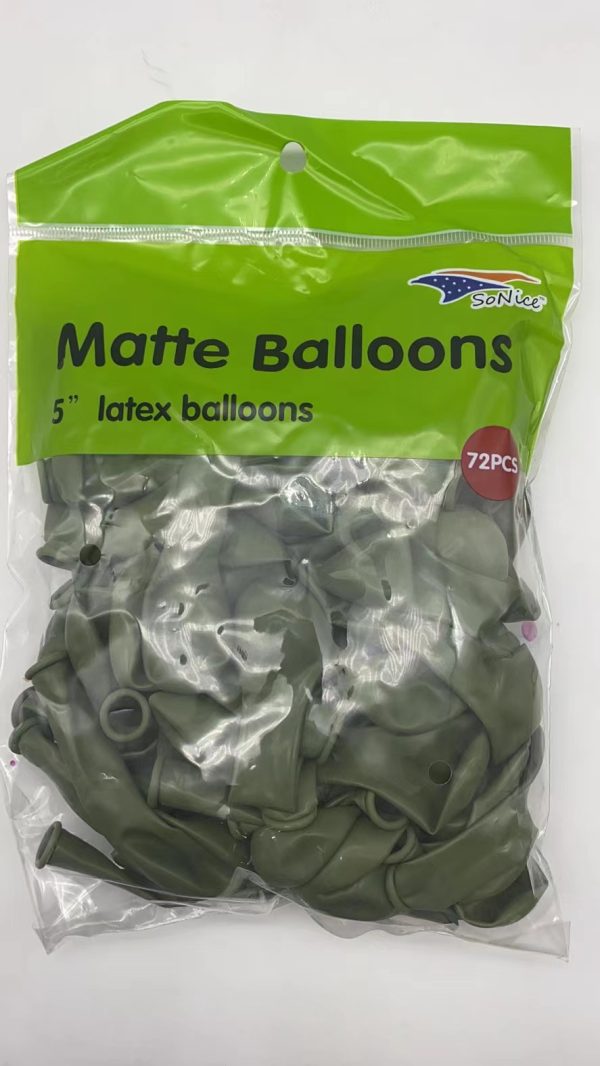 5″ Latex Balloons 72pcs, matte avocado green