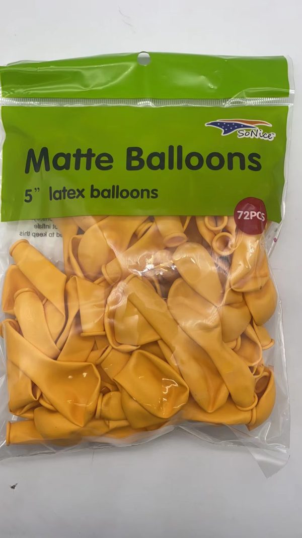 5″ Latex Balloons 72pcs, matte yellow