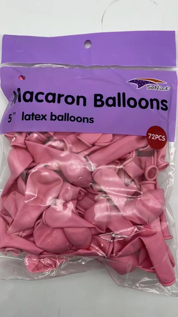 5" Latex Balloons 72 pcs, Macaron Pink