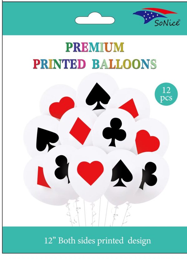 Theme printed Latex Balloons 12CT, Casino