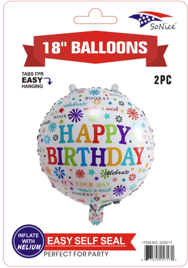 18"Mylar Balloons  HAPPY BIRTHDAY multi-colors