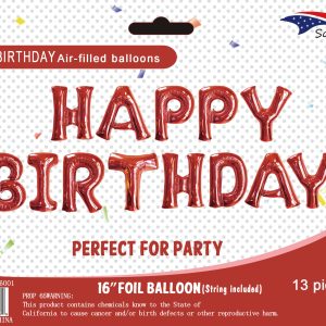 Mylar Balloons Banner "HAPPY BIRTHDAY"  Red