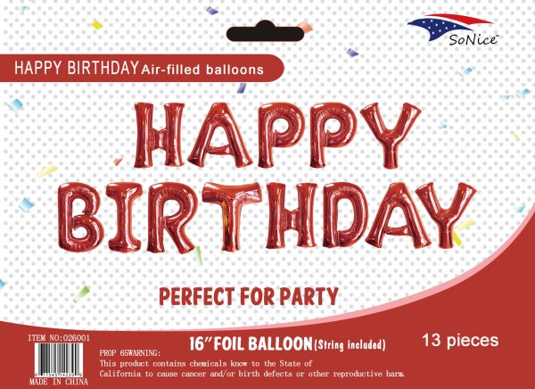 Mylar Balloons Banner "HAPPY BIRTHDAY"  Red
