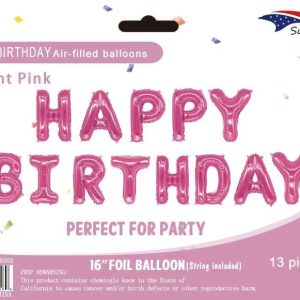 Mylar Balloons Banner "HAPPY BIRTHDAY"  pink