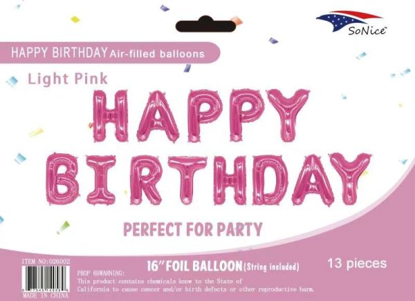 Mylar Balloons Banner "HAPPY BIRTHDAY"  pink