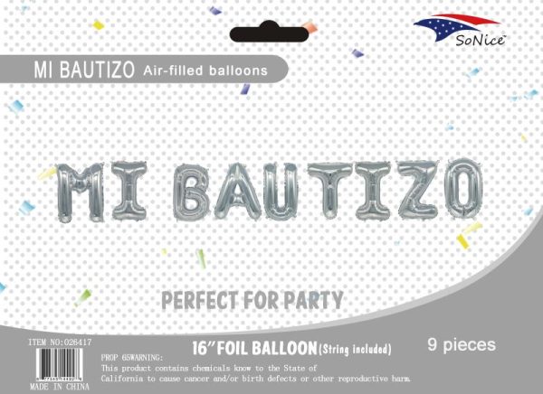 Mylar Balloon Banner kit  MI BAUTIZO gold or silver