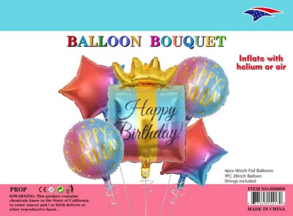 Themed Balloon Bouquet , Happy Birthday Square