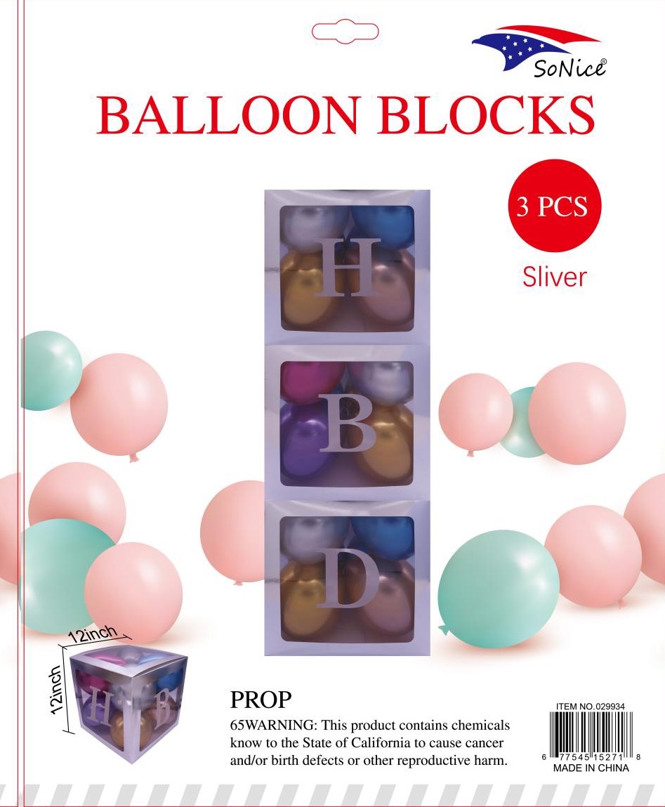 HBD Balloon Blocks silver