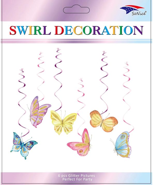 Themed Decoration Swirls 6 CT, Butterfly