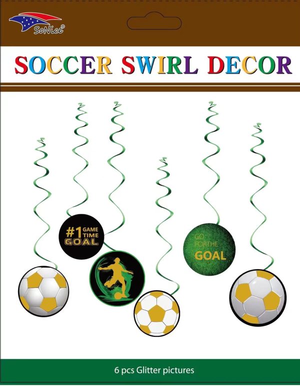 Themed Decoration Swirls 6 CT, Soccer