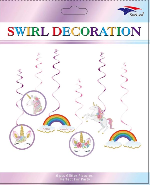 Themed Decoration Swirls 6 CT, Unicorn