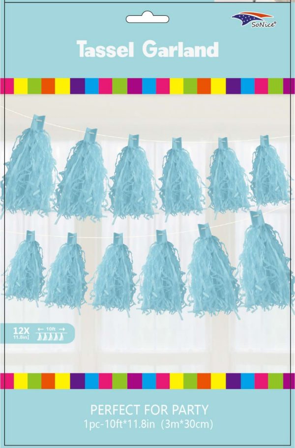 Tassel Garland by colors, light blue