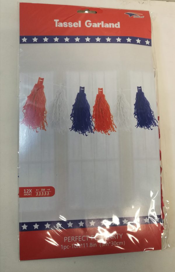 Tassel Garland by colors, red/blue /white