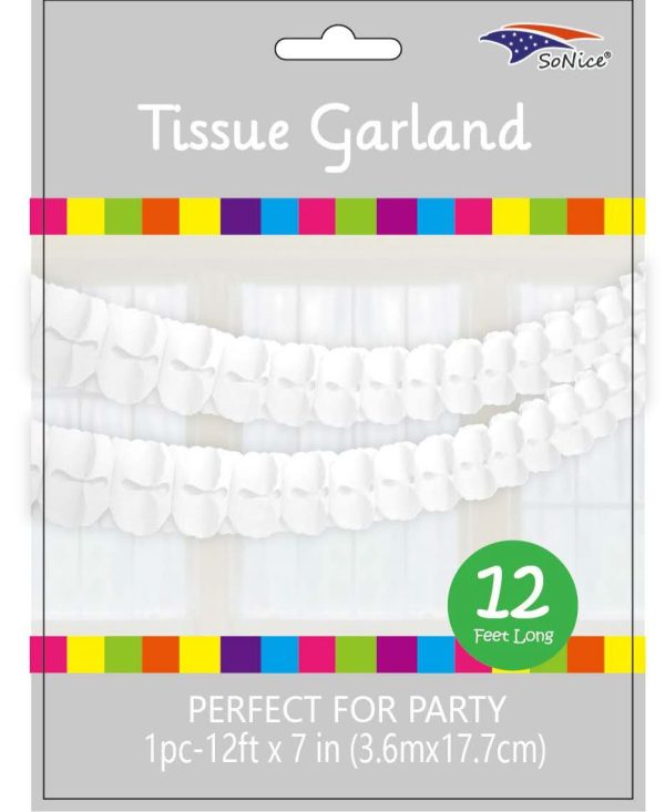 4 Leaves Tissue  Garland , white