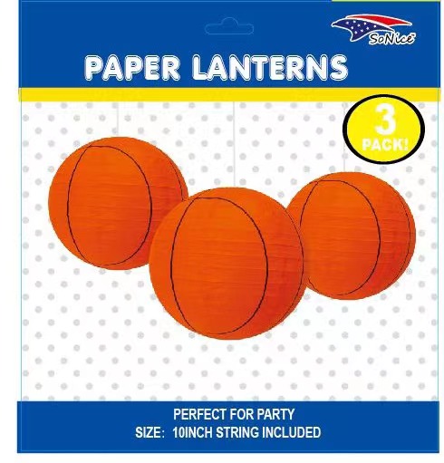16-Piece Sports Paper Lantern Set - Multi-Size Soccer Basketball Baseball Party Decorations