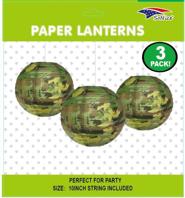 10" Themed Lanterns 3pcs Army