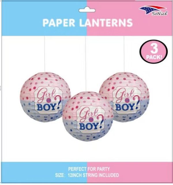 12" Themed Lanterns 3pcs Gender Reveal