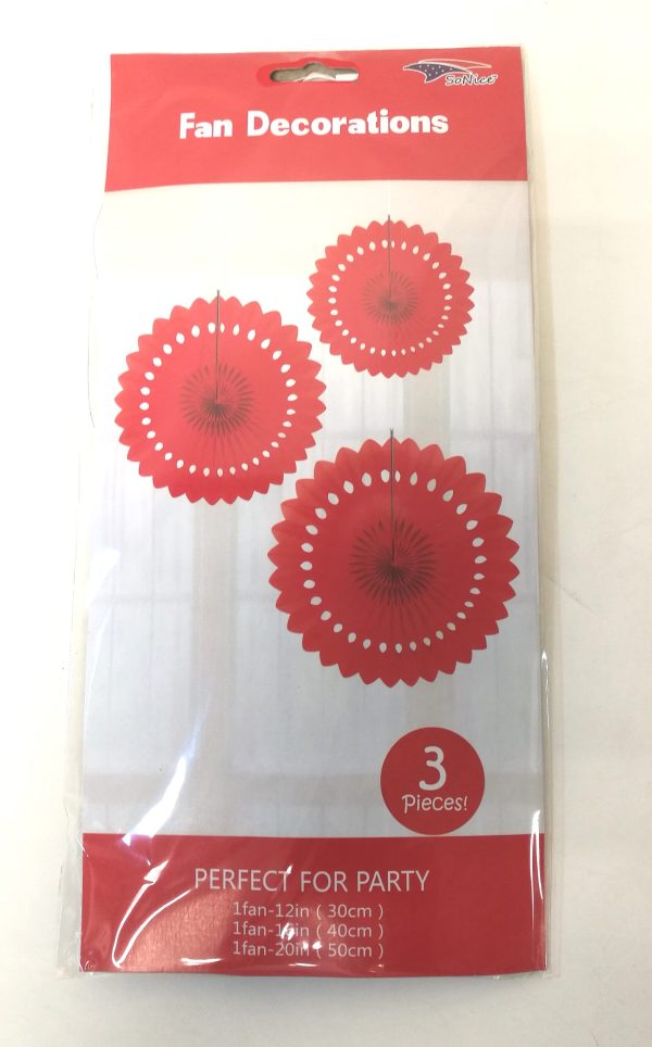 Tissue Paper Fans, red