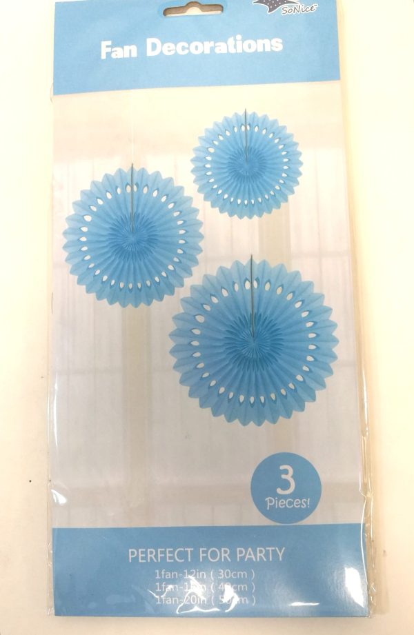 Tissue Paper Fans, light blue