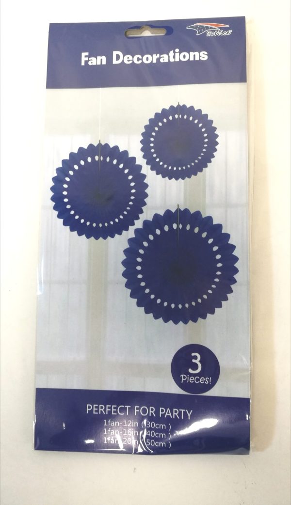 Tissue Paper Fans, royal blue