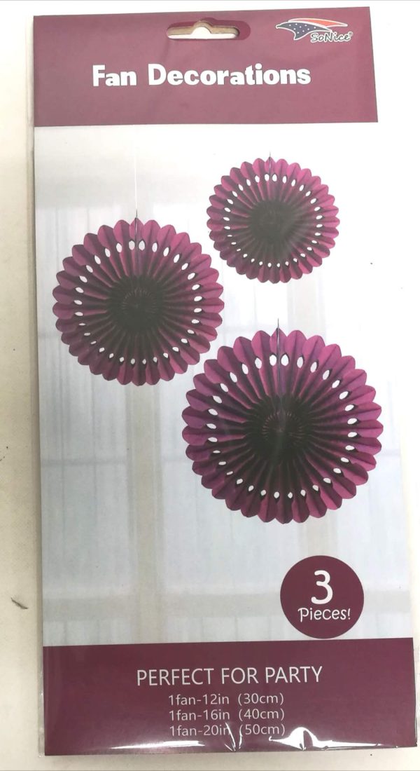 Tissue Paper Fans, burgundy