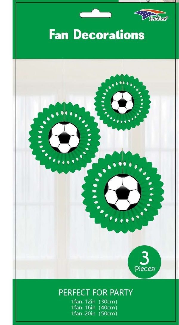 Themed Tissue Fans set pack 3 Soccer