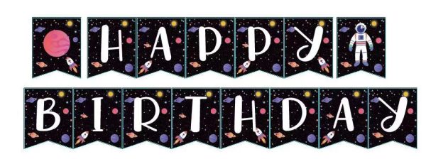 Themed Party Banner, HBD Outer Space