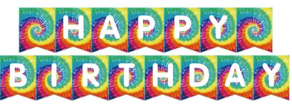 Themed Party Banner, HBD Tie Dye