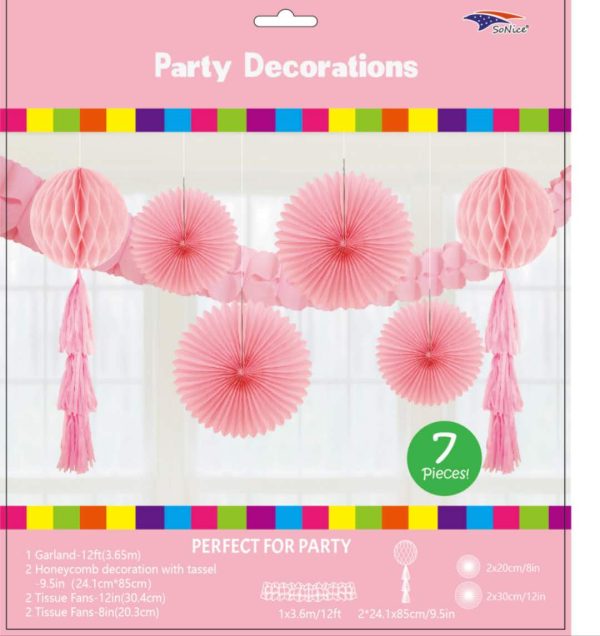 7Pcs Party Decorations Package , light pink