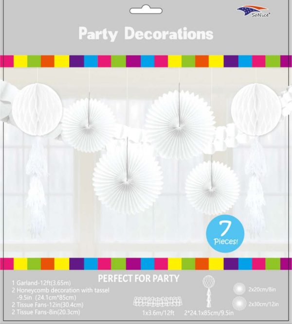 7Pcs Party Decorations Package , white