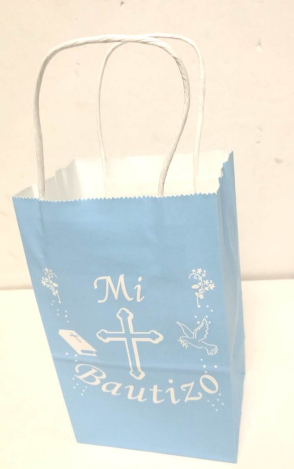 Themed Craft Bags,  Pack of 12  Mi Bautizo Pink or Blue