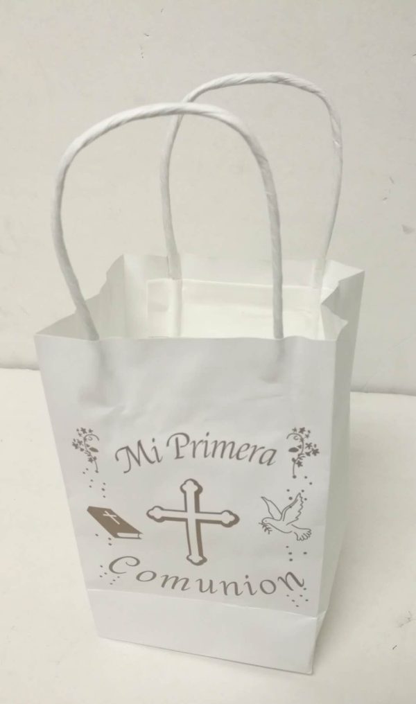 Themed Craft Bags,  Pack of 12  Mi Primera Comunion gold or silver