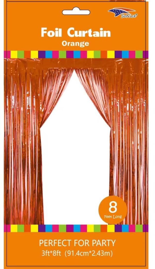 Metallic Fringe Curtain, Orange